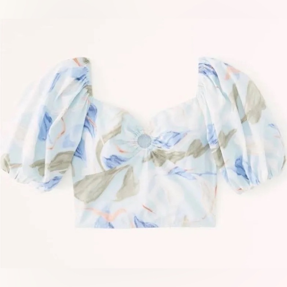 Abercrombie Puff Sleeve Poplin O-Ring Top